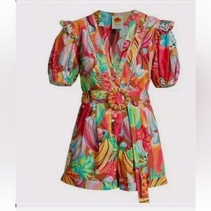 FARM Rio Colorful Puff Sleeve Romper